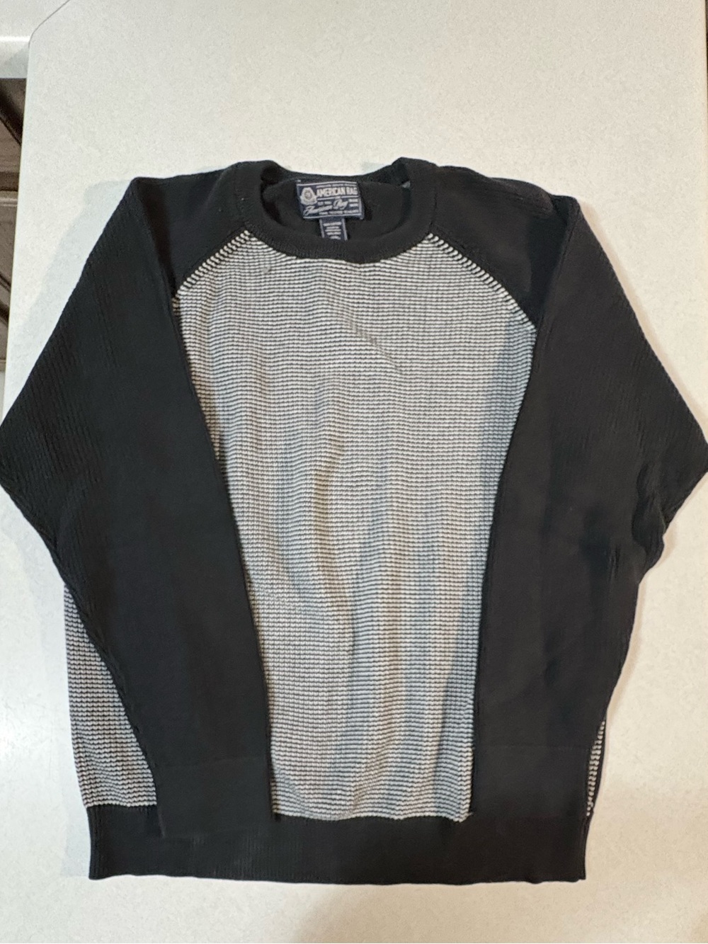 American Rag Men's Black and Gray Crewneck Sweater
